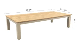Mindo alu/teak salon tafel 150x75 cm. - Latte