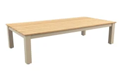 Mindo alu/teak salon tafel 150x75 cm. - Latte