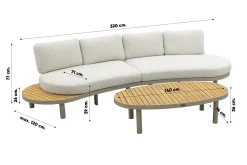 Mira organische platform loungeset + loungestoel - Teak/Latte