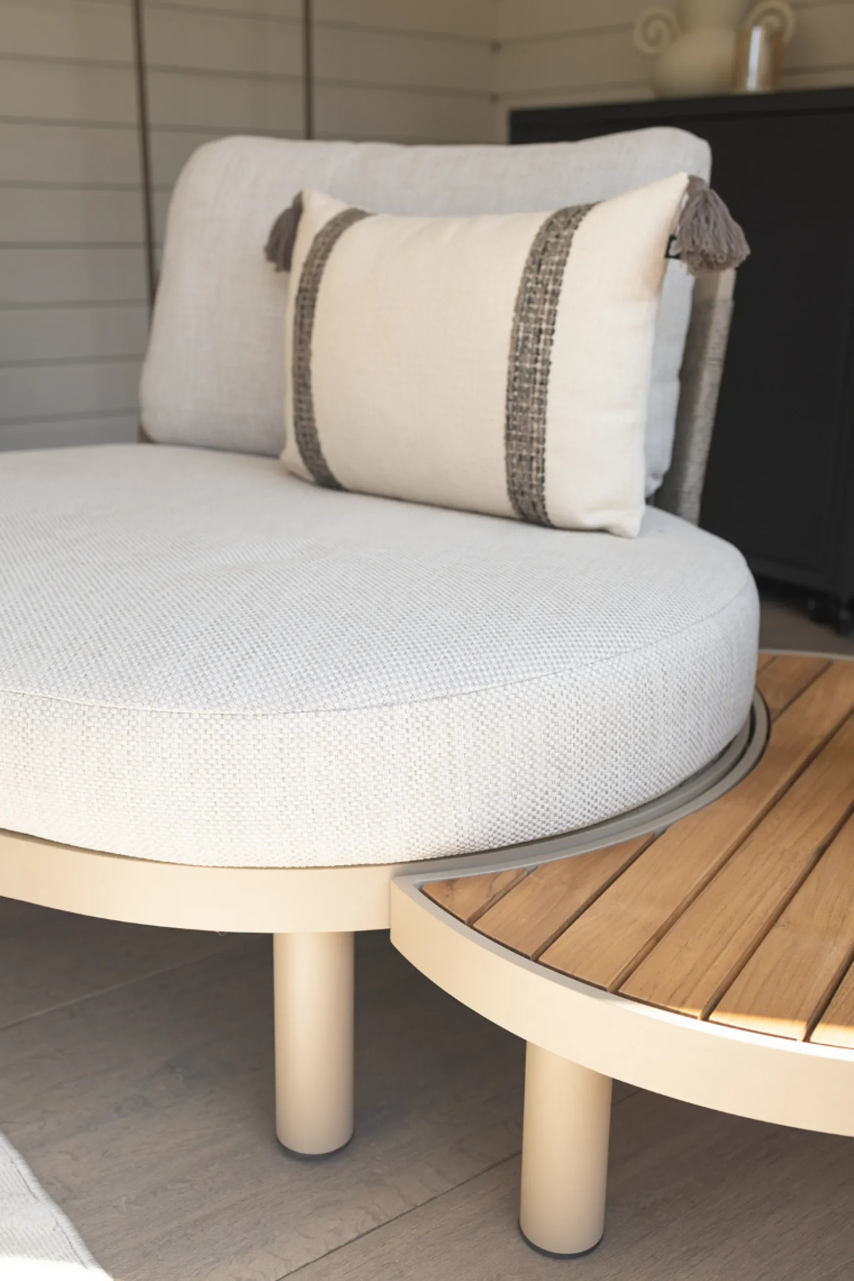 Mira organische platform loungeset + loungestoel - Teak/Latte