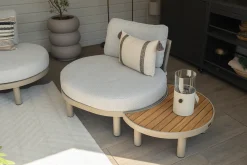 Mira organische platform loungeset + loungestoel - Teak/Latte