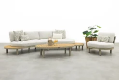 Mira organische platform loungeset + loungestoel - Teak/Latte