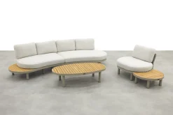 Mira organische platform loungeset + loungestoel - Teak/Latte