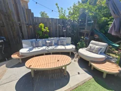Mira organische platform loungeset + loungestoel - Teak/Latte