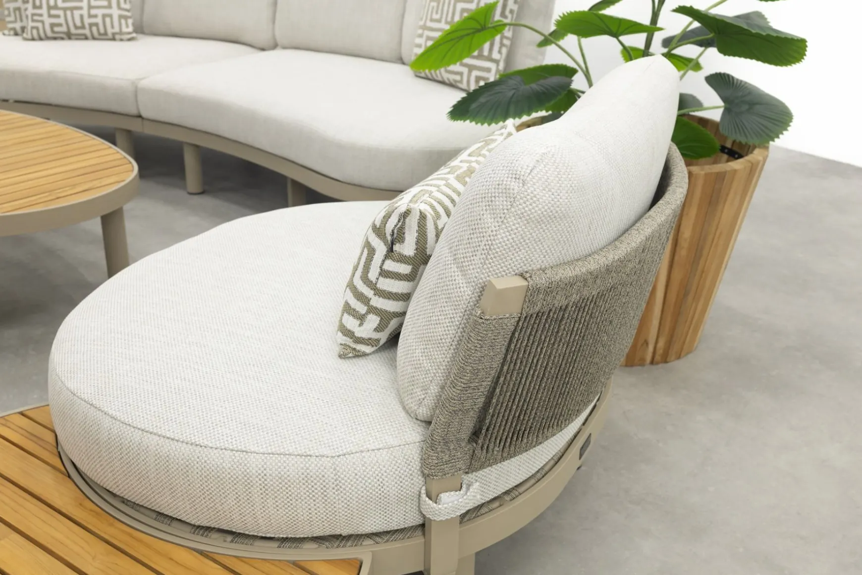 Mira organische platform loungeset + loungestoel - Teak/Latte