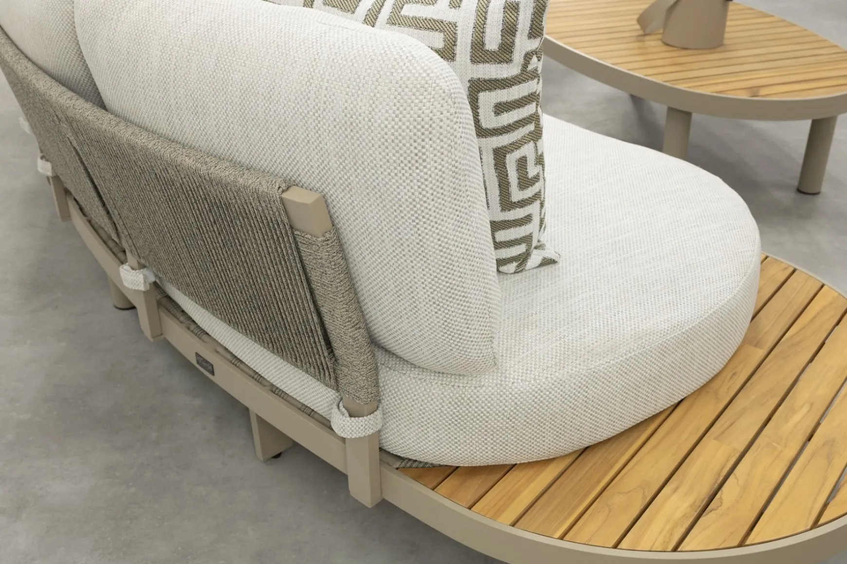 Mira organische platform loungeset + loungestoel - Teak/Latte