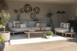 Mira organische platform loungeset + loungestoel - Teak/Latte