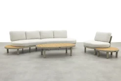 Mira organische platform loungeset + loungestoel - Teak/Latte