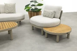 Mira organische platform loungeset + loungestoel - Teak/Latte