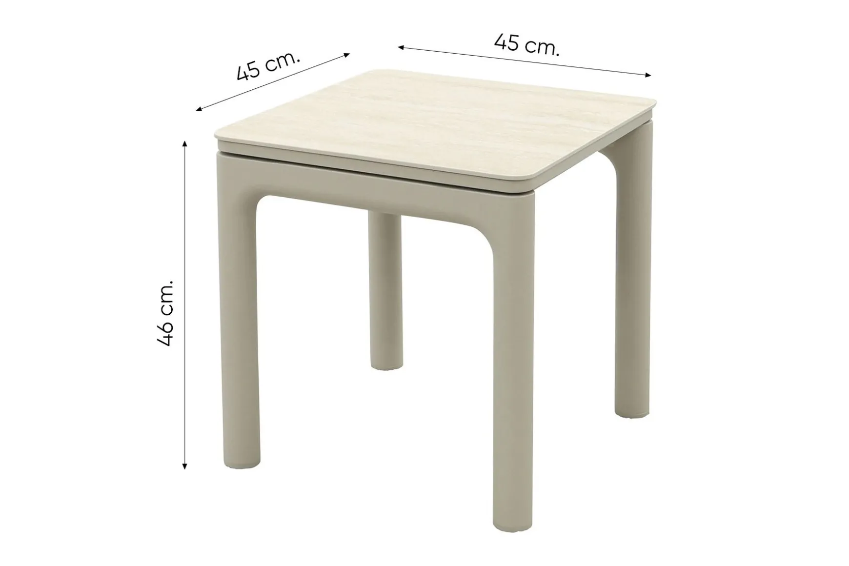 Moretti keramiek bijzettafel 45x45 cm. - Mokka