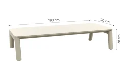 Moretti keramiek loungetafel 180x70 cm. - Mokka