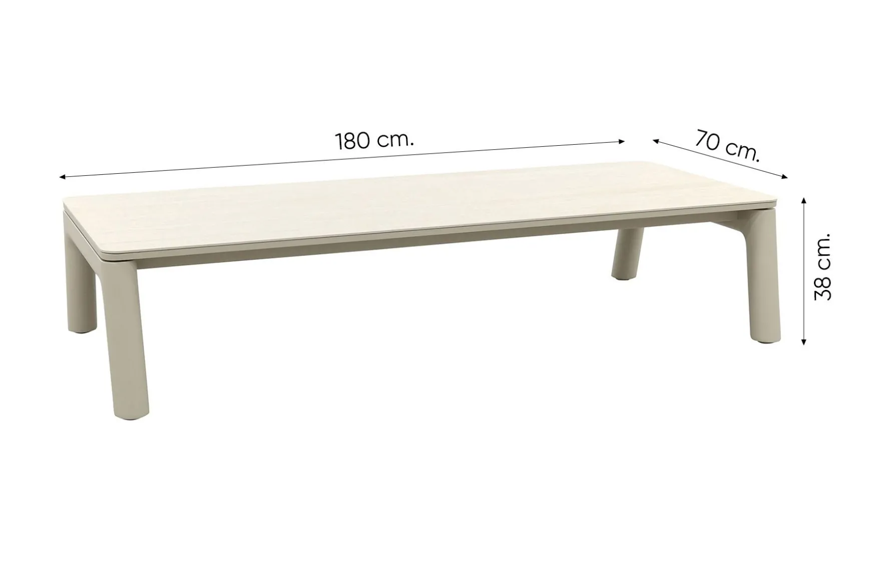 Moretti keramiek loungetafel 180x70 cm. - Mokka