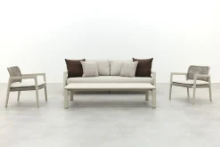 Moretti loungeset met loungebank met verstelbare zitdiepte, stoelen en tafel (4-dlg) - Mokka