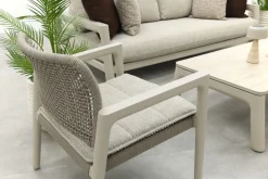 Moretti loungeset met loungebank met verstelbare zitdiepte, stoelen en tafel (4-dlg) - Mokka
