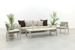 Moretti loungeset met loungebank met verstelbare zitdiepte, stoelen en tafel (4-dlg) - Mokka