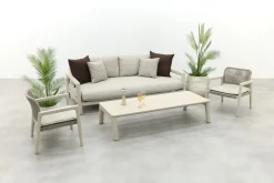 Moretti loungeset met loungebank met verstelbare zitdiepte, stoelen en tafel (4-dlg) - Mokka