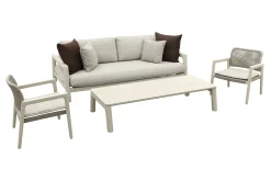 Moretti loungeset met loungebank met verstelbare zitdiepte, stoelen en tafel (4-dlg) - Mokka
