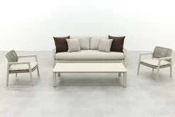 Moretti loungeset met loungebank met verstelbare zitdiepte, stoelen en tafel (4-dlg) - Mokka