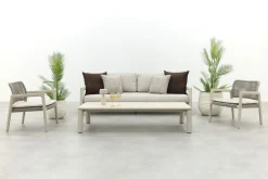 Moretti loungeset met loungebank met verstelbare zitdiepte, stoelen en tafel (4-dlg) - Mokka