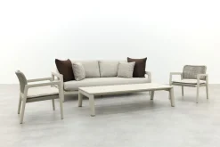 Moretti loungeset met loungebank met verstelbare zitdiepte, stoelen en tafel (4-dlg) - Mokka