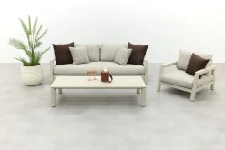Moretti loungeset met loungebank met verstelbare zitdiepte en loungestoel (3-dlg) - Mokka