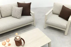 Moretti loungeset met loungebank met verstelbare zitdiepte en loungestoel (3-dlg) - Mokka