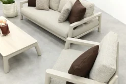 Moretti loungeset met loungebank met verstelbare zitdiepte en loungestoel (3-dlg) - Mokka