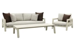 Moretti loungeset met loungebank met verstelbare zitdiepte en loungestoel (3-dlg) - Mokka