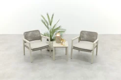 Moretti rope loungestoelen set met bijzettafel (3-dlg) - Mokka