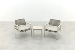 Moretti rope loungestoelen set met bijzettafel (3-dlg) - Mokka