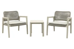 Moretti rope loungestoelen set met bijzettafel (3-dlg) - Mokka