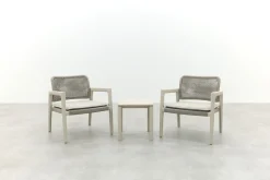 Moretti rope loungestoelen set met bijzettafel (3-dlg) - Mokka