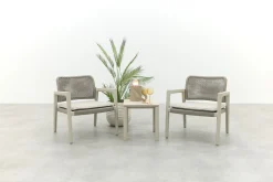Moretti rope loungestoelen set met bijzettafel (3-dlg) - Mokka