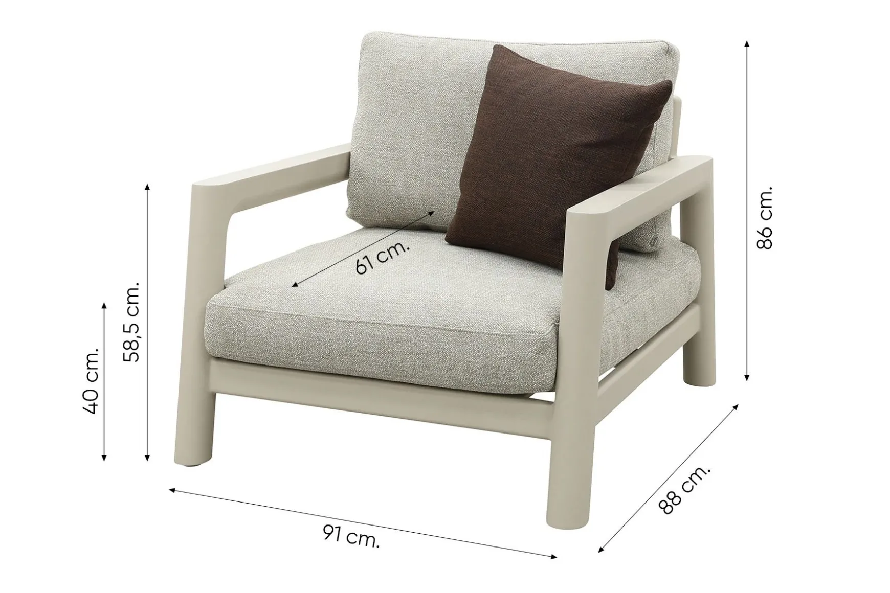 Moretti rope loungestoel (large) - Mokka