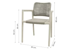 Moretti rope stapelbare dining tuinstoel - Mokka