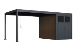 Move lamellen overkapping 4x3 m. incl. berging 3x2 m. Aluminium - Antraciet
