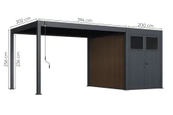 Move lamellen overkapping 4x3 m. incl. berging 3x2 m. Aluminium - Antraciet