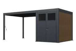 Move lamellen overkapping 4x3 m. incl. berging 3x2 m. Aluminium - Antraciet