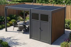 Move lamellen overkapping 3x3 m. incl. berging 3x2 m. Aluminium - Antraciet