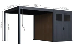 Move lamellen overkapping 3x3 m. incl. berging 3x2 m. Aluminium - Antraciet