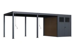 Move lamellen overkapping 5,3x3 m. incl. berging 3x2 m. Aluminium - Antraciet