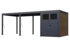 Move lamellen overkapping 5,3x3 m. incl. berging 3x2 m. Aluminium - Antraciet