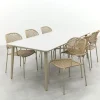 Noa/Sofia stapelbare wicker dining tuinset voor 6 personen 220x100 cm. - Latte
