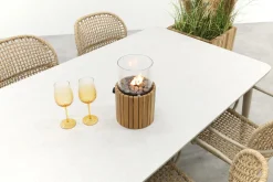 Noa/Sofia stapelbare wicker dining tuinset voor 6 personen 220x100 cm. - Latte