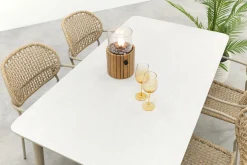 Noa/Sofia stapelbare wicker 4-persoons dining tuinset 160x90 cm. - Latte