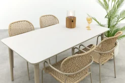 Noa/Sofia stapelbare wicker 4-persoons dining tuinset 160x90 cm. - Latte