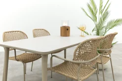 Noa/Sofia stapelbare wicker 4-persoons dining tuinset 160x90 cm. - Latte