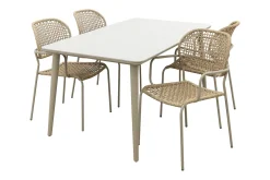 Noa/Sofia stapelbare wicker 4-persoons dining tuinset 160x90 cm. - Latte