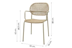Noa stapelbare naturel wicker dining tuinstoel - Latte