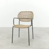 Noa stapelbare naturel wicker dining tuinstoel - Antraciet
